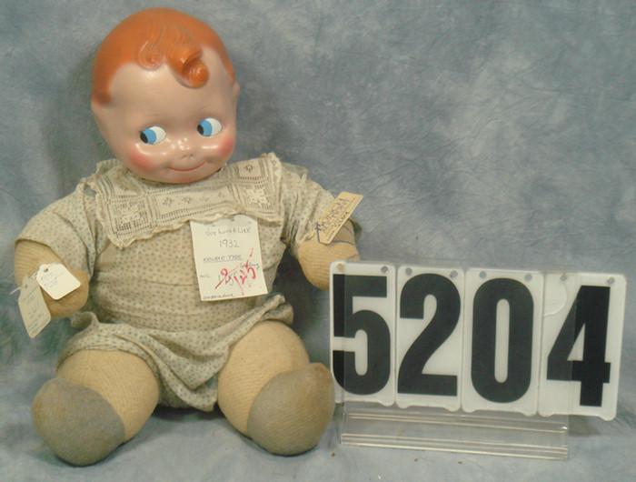 Appraisal: Unmarked Kewpie doll composition cloth doll no composition damage light