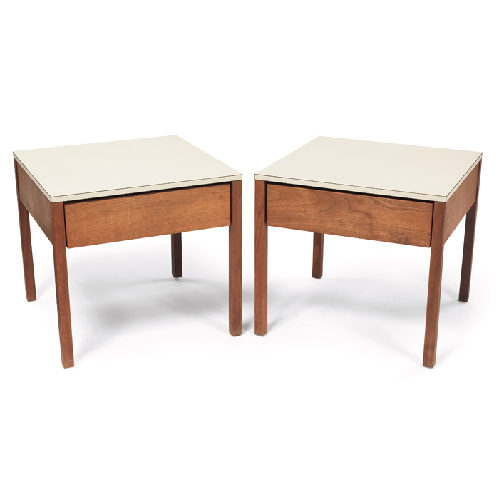 Appraisal: Florence Knoll night stands pair by Knoll Associates walnut cases