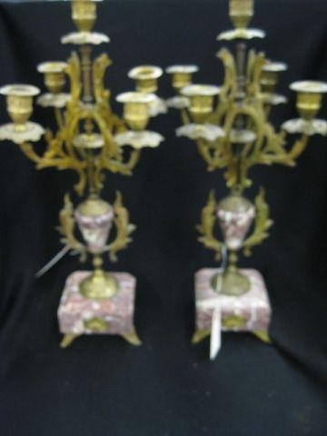 Appraisal: Pair of French Victorian Candelabra bronze with pink marble base