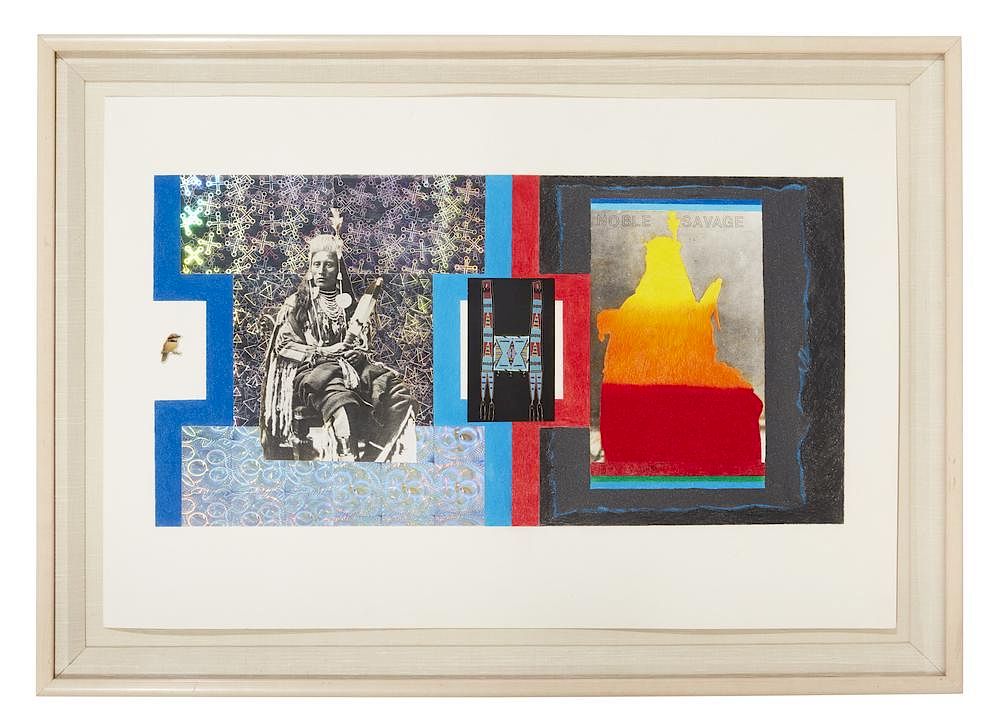 Appraisal: Noble Savage Red Giant Mixed Media George Longfish b Framed