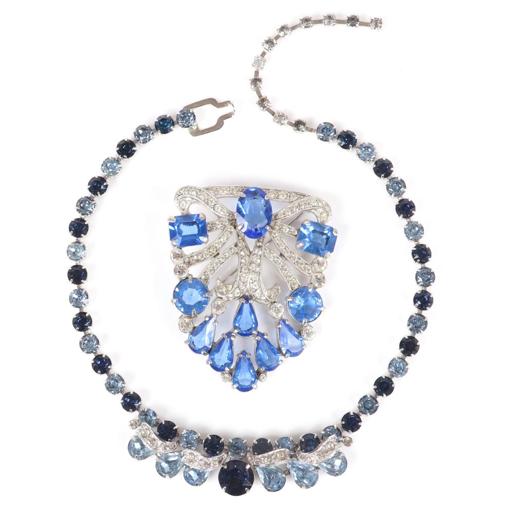 Appraisal: EISENBERG NECKLACE AND EISENBERG ICE SHIELD FORM PIN BROOCH WITH