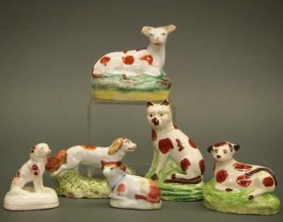 Appraisal: Staffordshire porcelain spotted figures Six th century Staffordshire and Porcelain