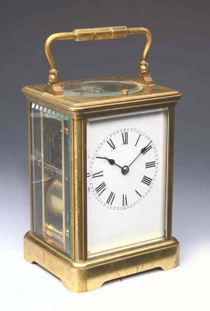 Appraisal: A LATE TH CENTURY FRENCH CARRIAGE CLOCK having a white