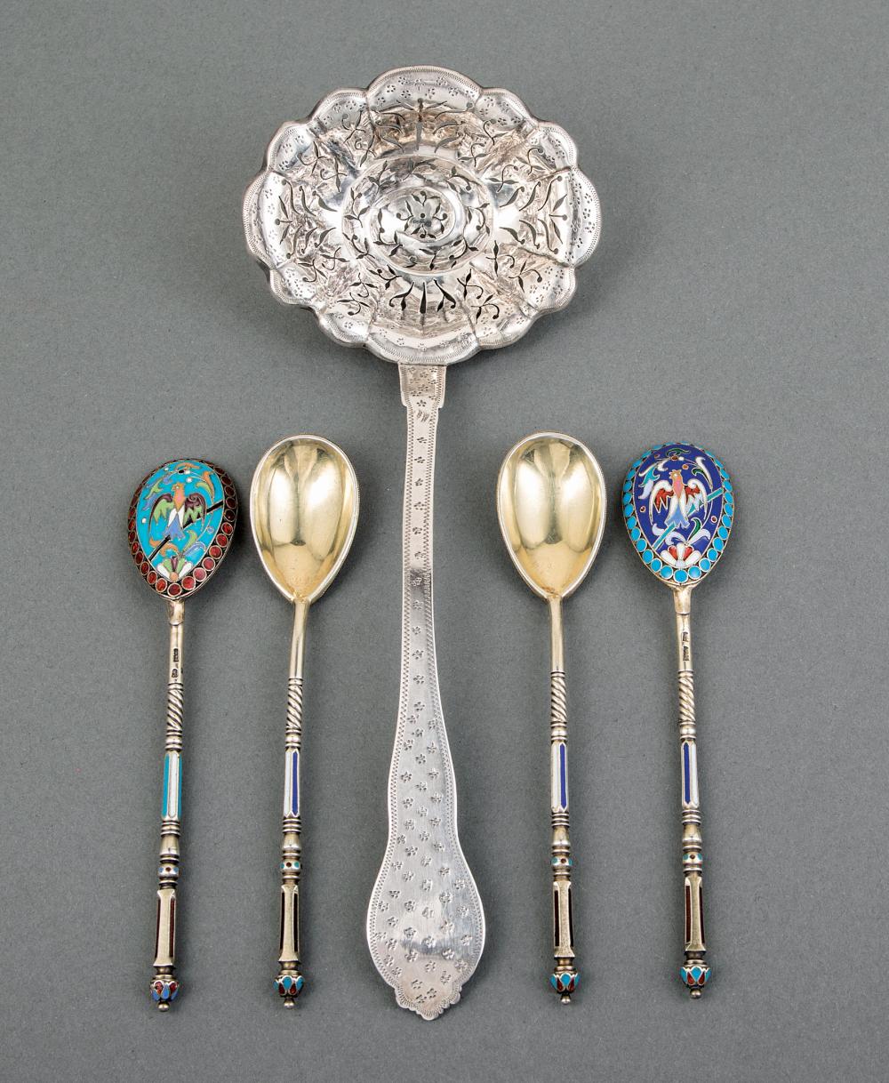 Appraisal: Set of Six Imperial Russian Silver and Enamel Coffee Spoons