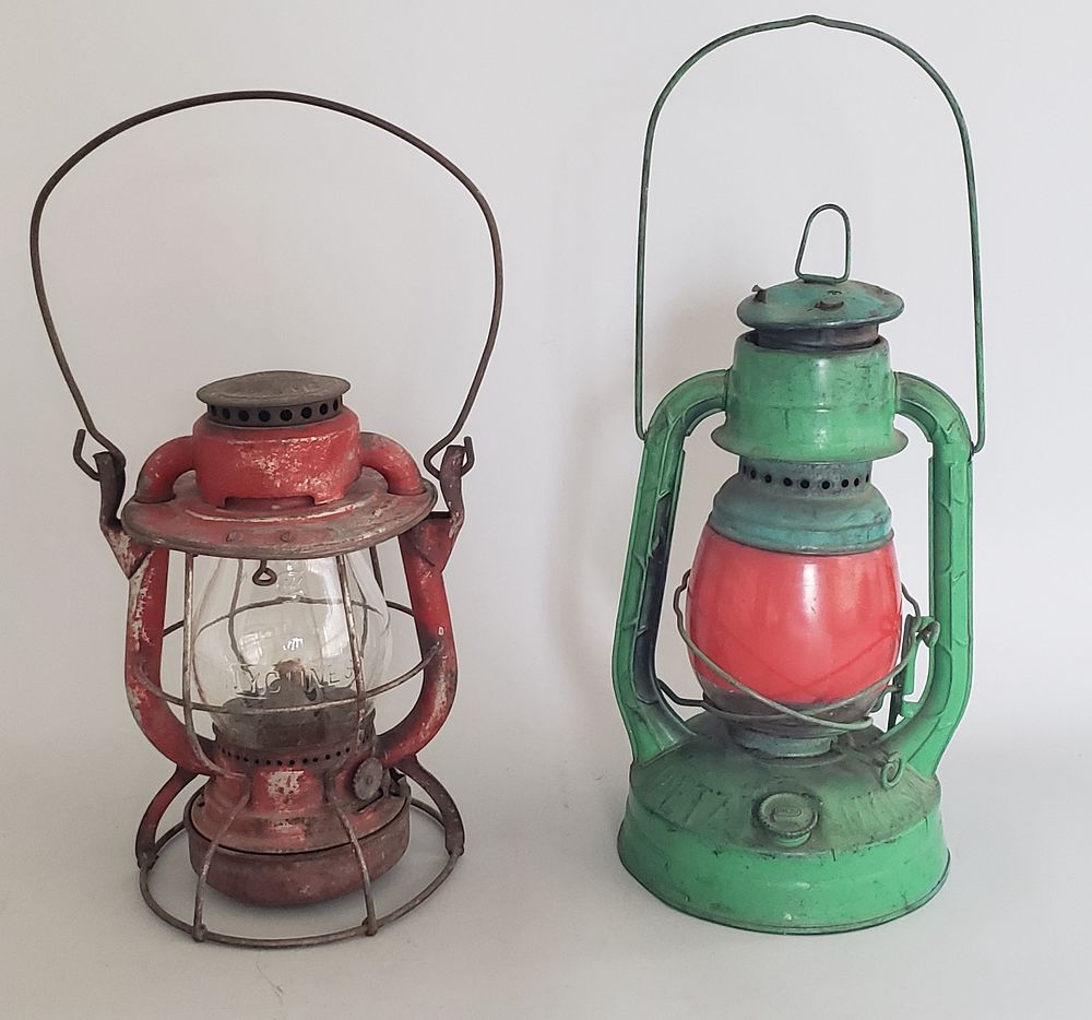 Appraisal: Two Antique Dietz Vesta New York Railroad Lanterns Two Antique