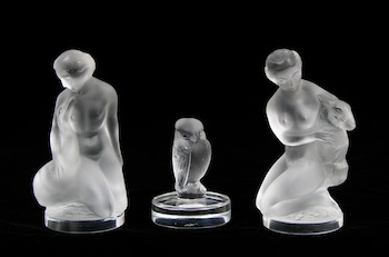 Appraisal: Three Small Lalique Glass Figurals Three small Lalique glass figurals