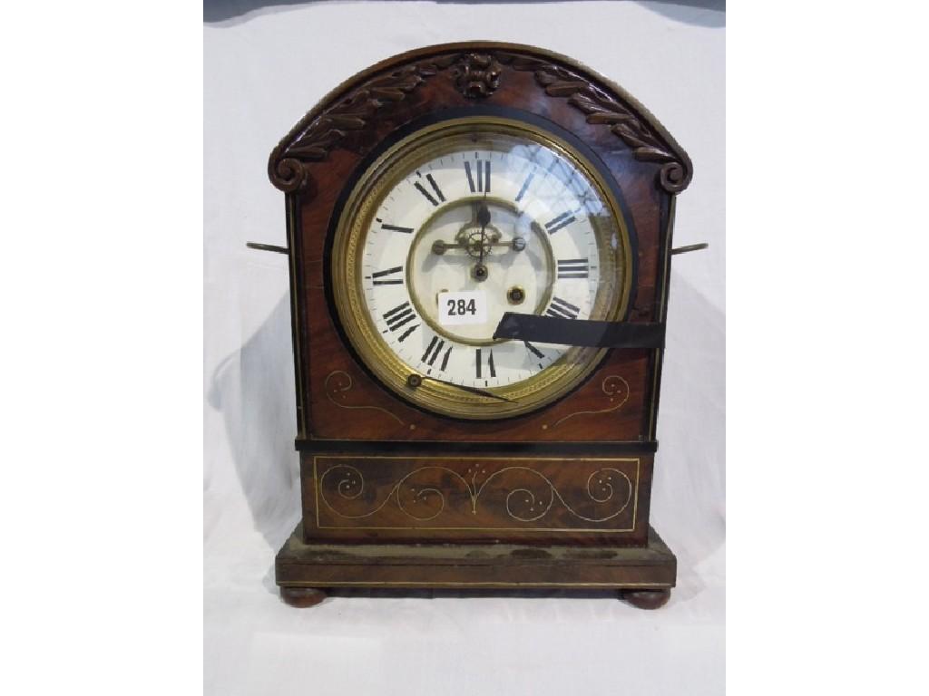 Appraisal: A late Regency mahogany and brass inlaid bracket clock the