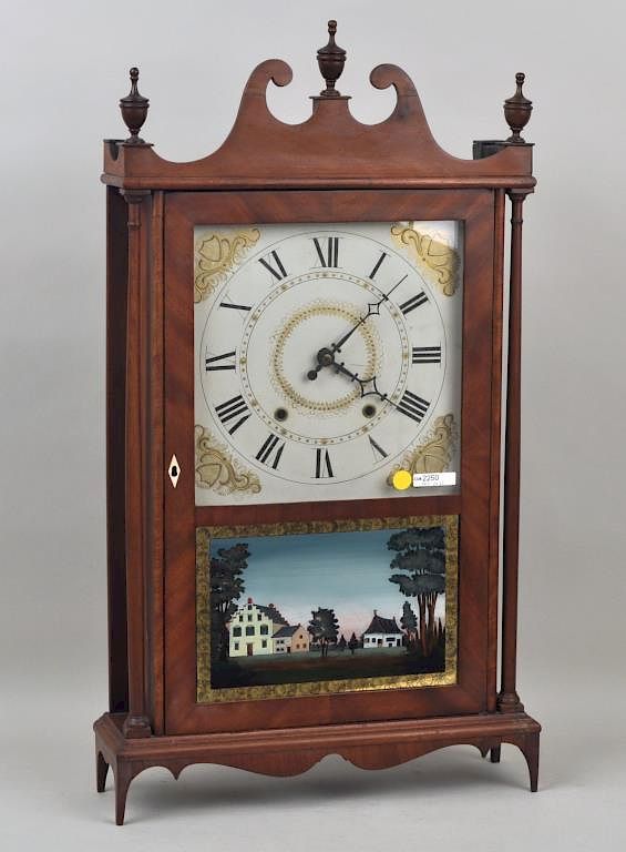 Appraisal: CT Northrup Smith Pillar Scroll Mantel Clock with reverse glass