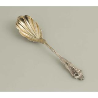 Appraisal: Silver berry spoon with gilt wash scalloped bowl bright but