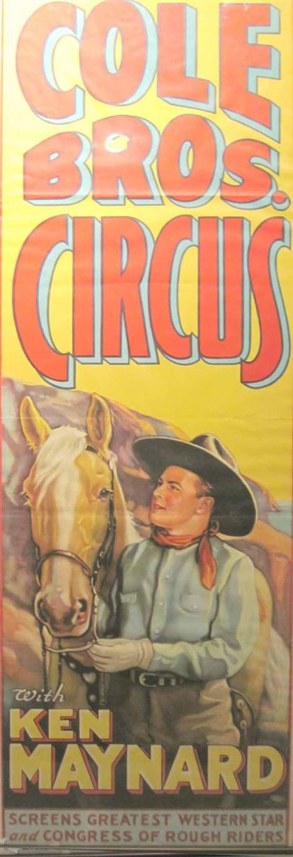 Appraisal: piece Color Litho Circus Poster Cole Bros Circus With Ken