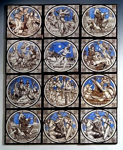 Appraisal: SIX MINTON TILES depicting scenes from Lord Alfred Tennyson's series