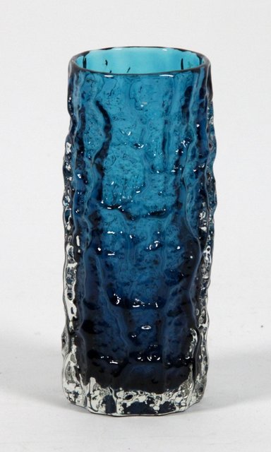 Appraisal: A Whitefriars blue glass Bark vase cm high