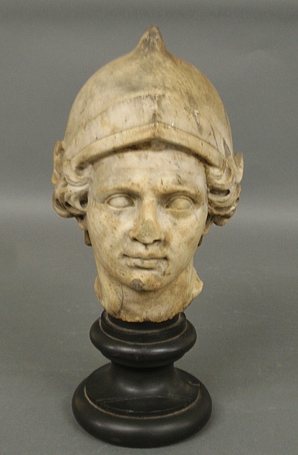 Appraisal: - Rare ancient Roman carved marble head of a soldier