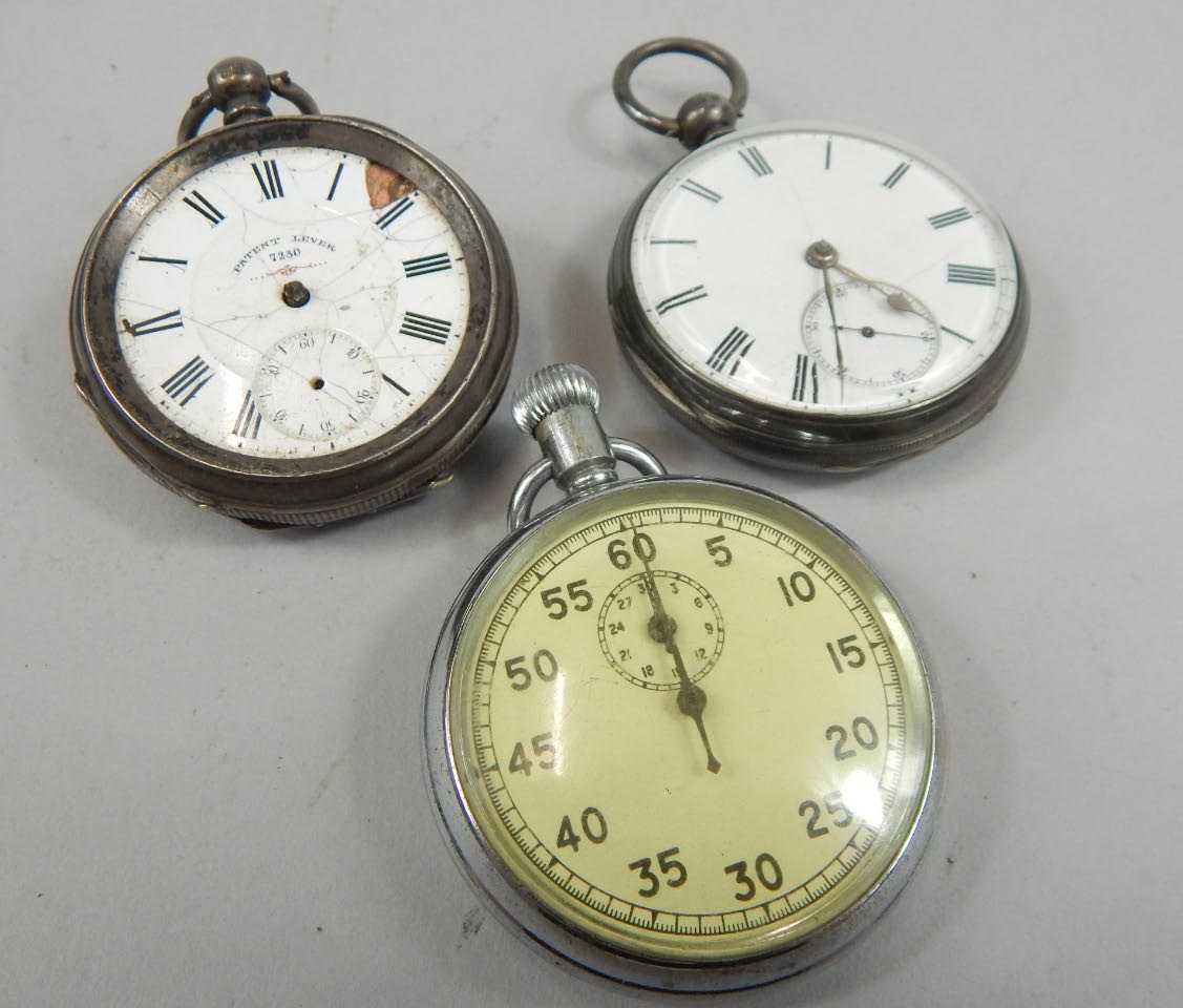 Appraisal: A gentleman's silver open faced pocket watch with cm diameter