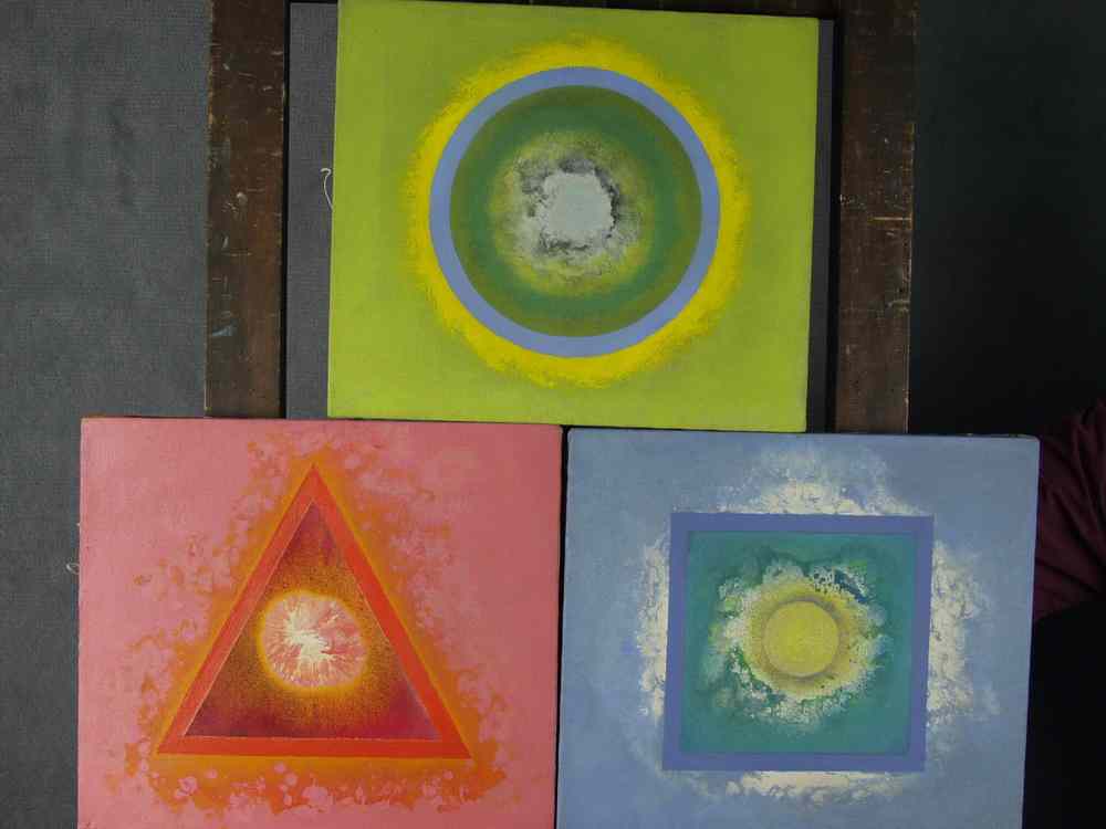 Appraisal: OOCS- Group of abstract paintings ca s unsigned include blue