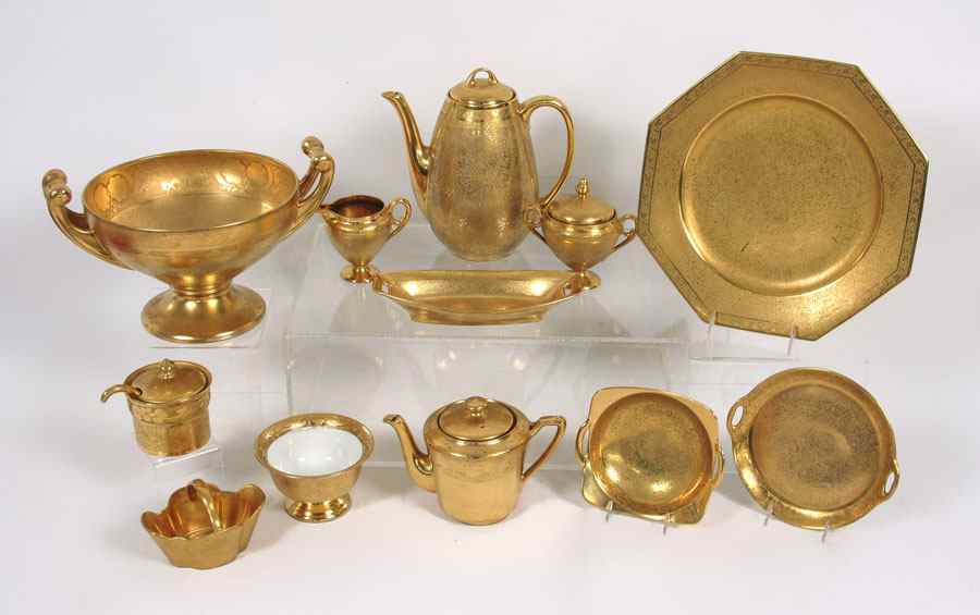 Appraisal: COLLECTION OF BAVARIAN GOLD OVERLAY CHINA By assorted Bavarian makers