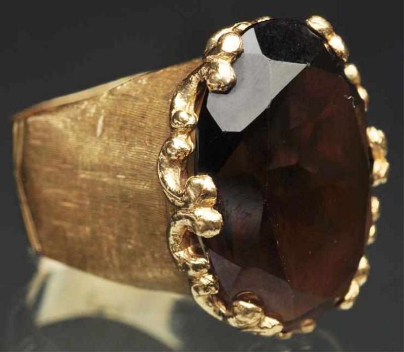 Appraisal: K Y Gold Smokey Topaz Ring Large topaz is carats