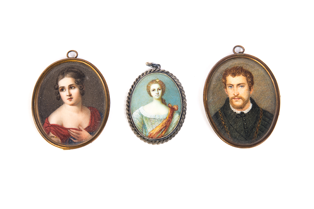 Appraisal: THREE EUROPEAN MINIATURE PORTRAITS Nineteenth century Well done Man and