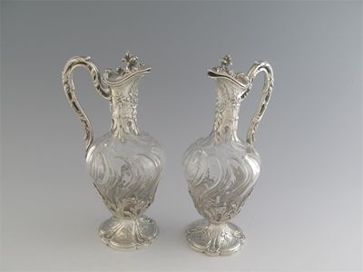 Appraisal: A pair of late th century French mounted glass claret