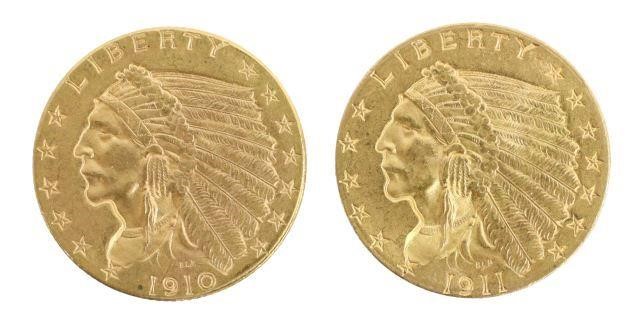 Appraisal: lot of U S Quarter Eagle gold coins Indian Head