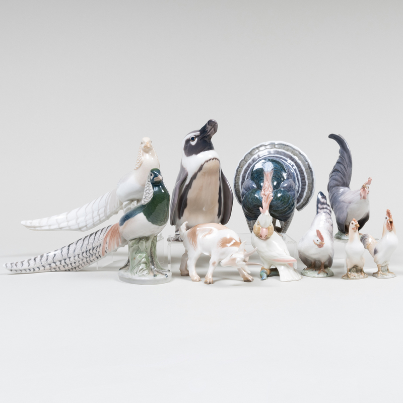 Appraisal: Group of Seven Royal Copenhagen Porcelain Figures of Animals Green