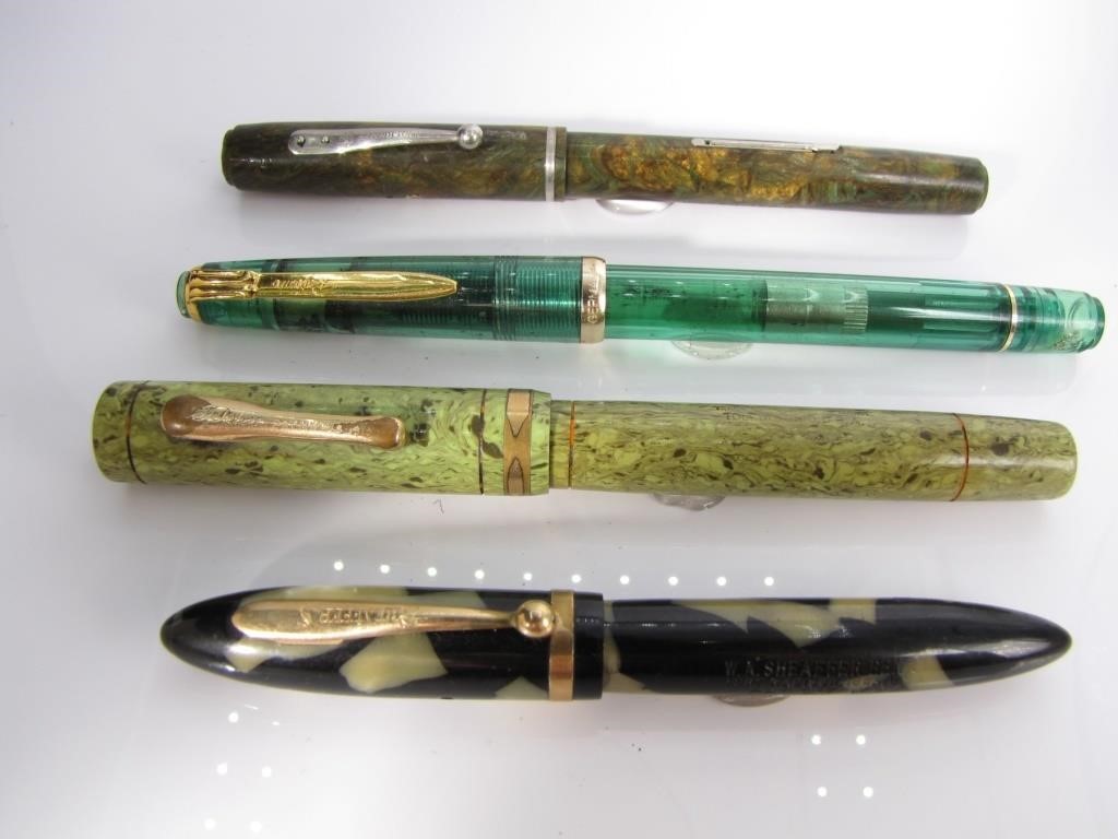 Appraisal: Vintage fountain pens including marbled green Waterman's Ideal mottled green