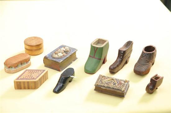 Appraisal: TEN SMALL BOXES Five are shoe form Smallest l Largest