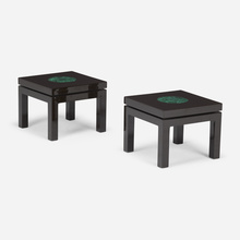 Appraisal: Fernand Dresse OCCASIONAL TABLES PAIR Belgium c lacquered wood malachite