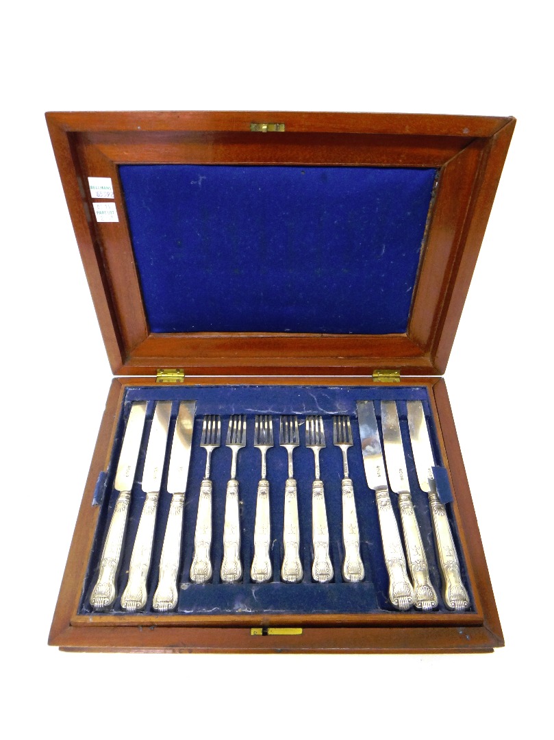 Appraisal: A set of twelve silver bladed dessert knives and silver