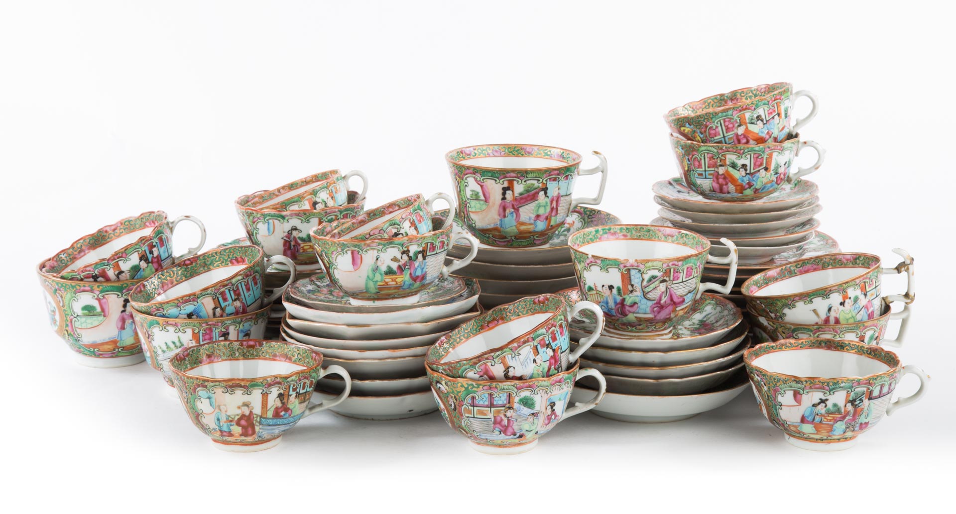 Appraisal: Chinese Export Rose Medallion cups and saucers fourth quarter- th