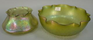 Appraisal: Two large art glass bowls with ruffled rims Loetz or