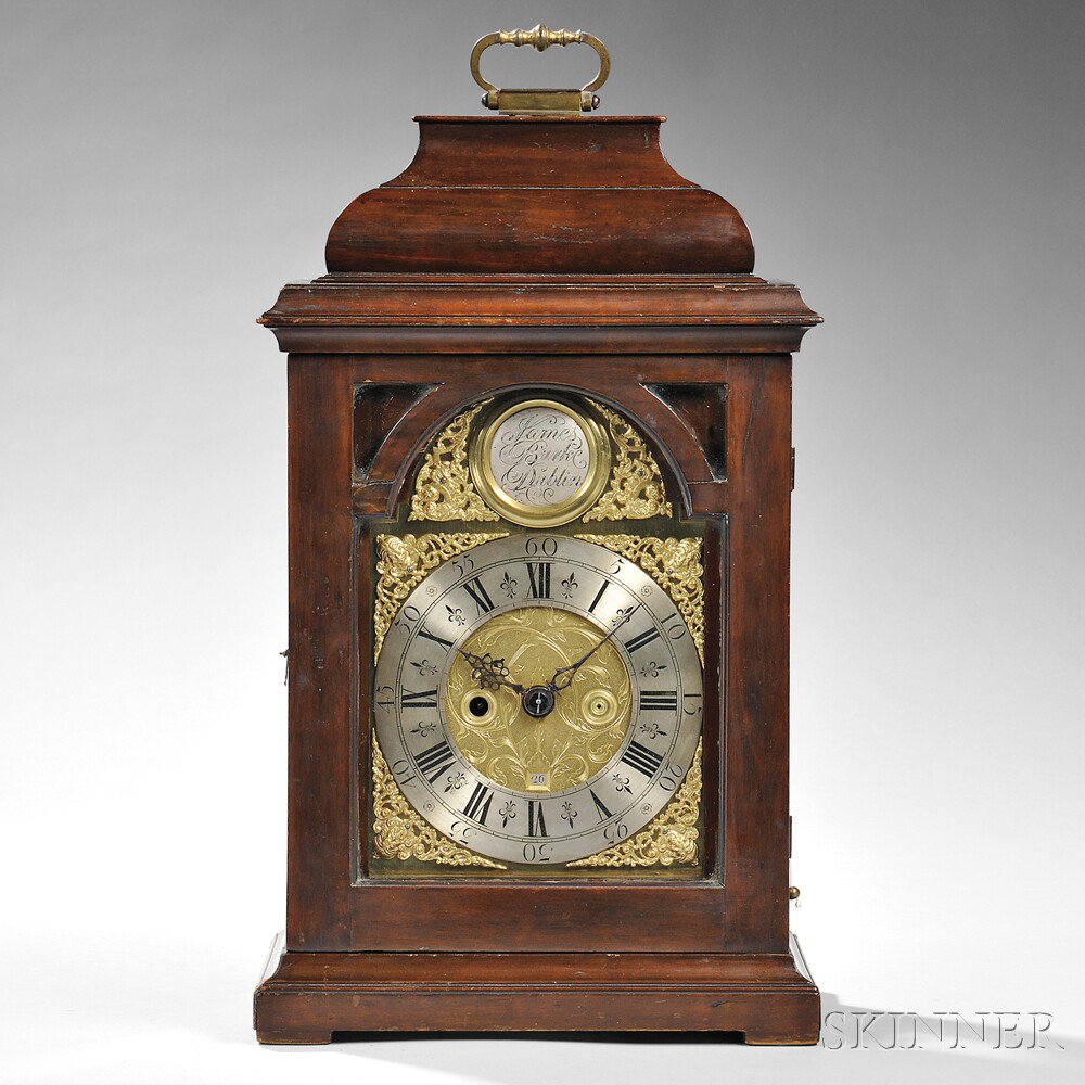 Appraisal: James Burke Mahogany Bracket Clock Dublin Ireland with brass handle