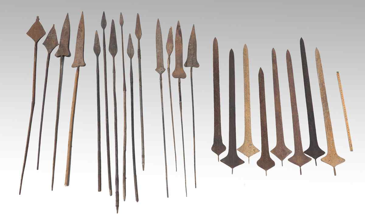 Appraisal: LOT OF CARVED AFRICAN SWORDS SPEARSCONDITION Note all items from