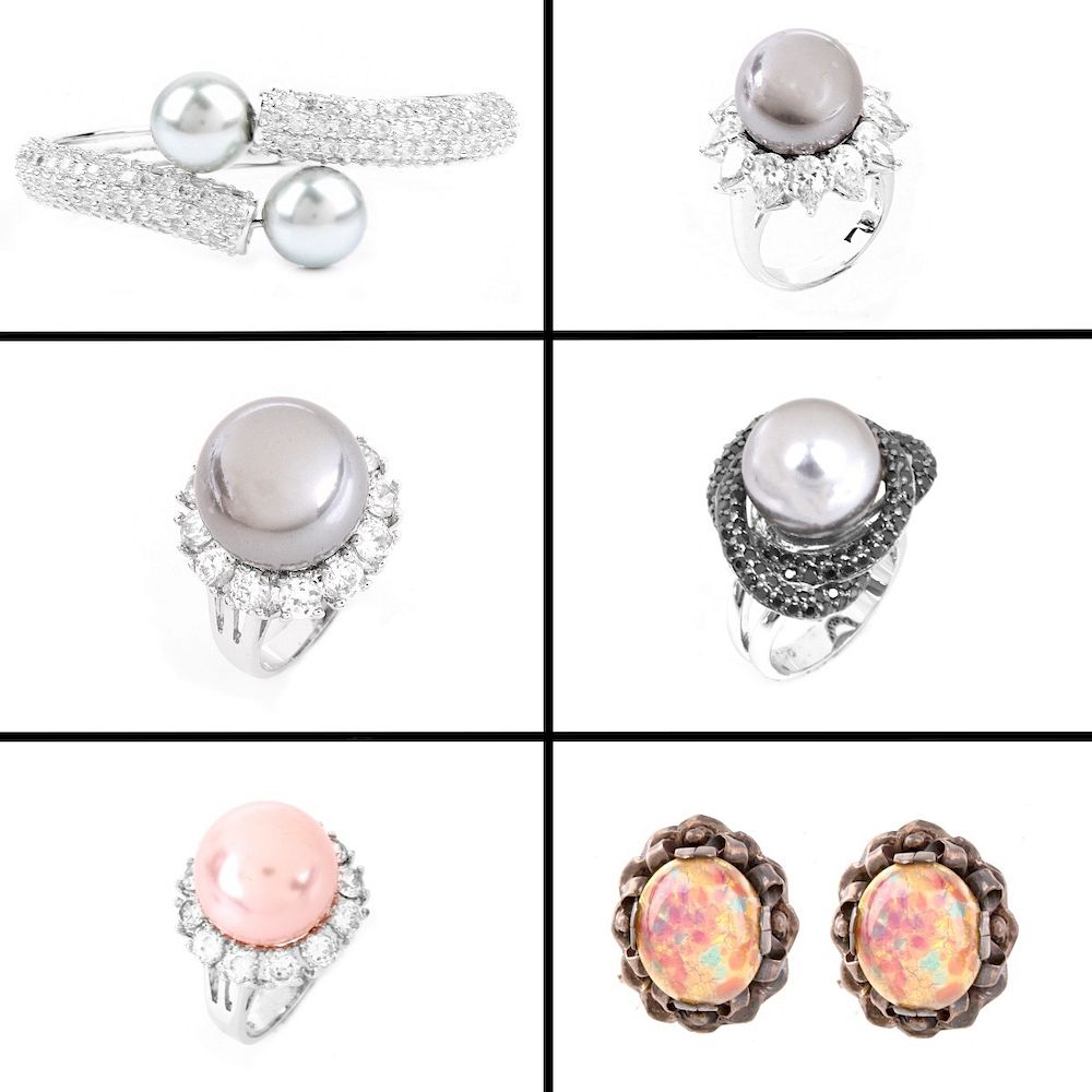 Appraisal: Collection Of Six Sterling Silver Faux Pearl Collection Of Six