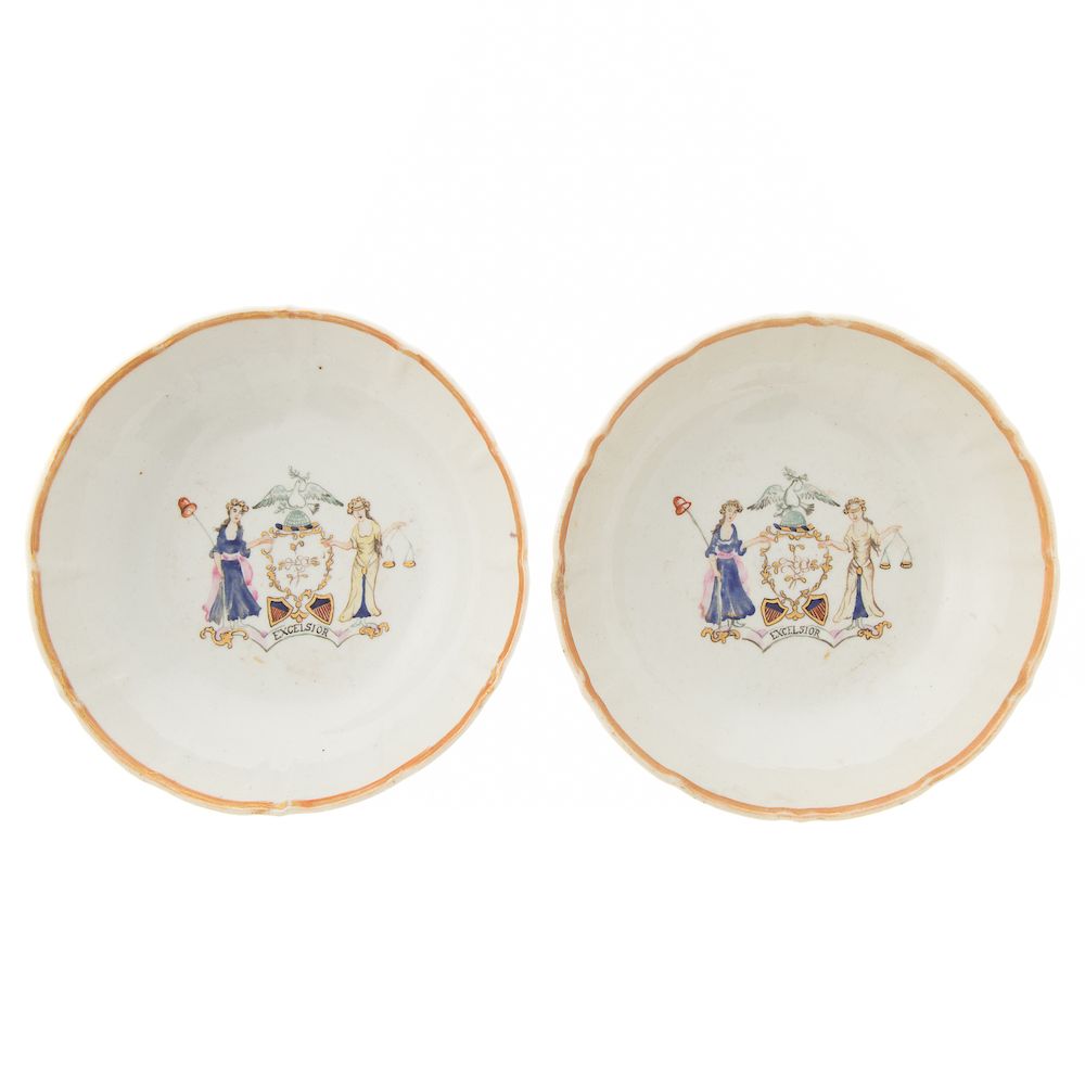 Appraisal: Pair of Chinese Export Armorial Porcelain Saucers circa bearing the