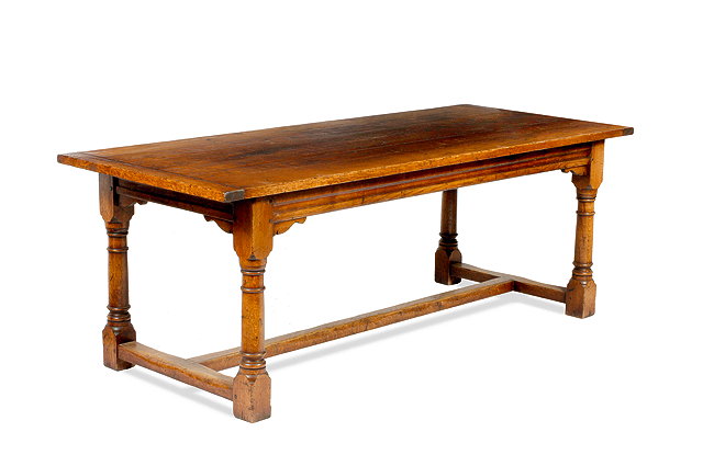 Appraisal: AN OAK TH CENTURY STYLE REFECTORY DINING TABLE the plank