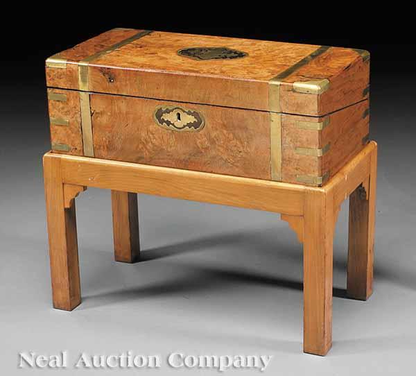 Appraisal: An English Brass-Bound Walnut Lap Desk mid- th c on