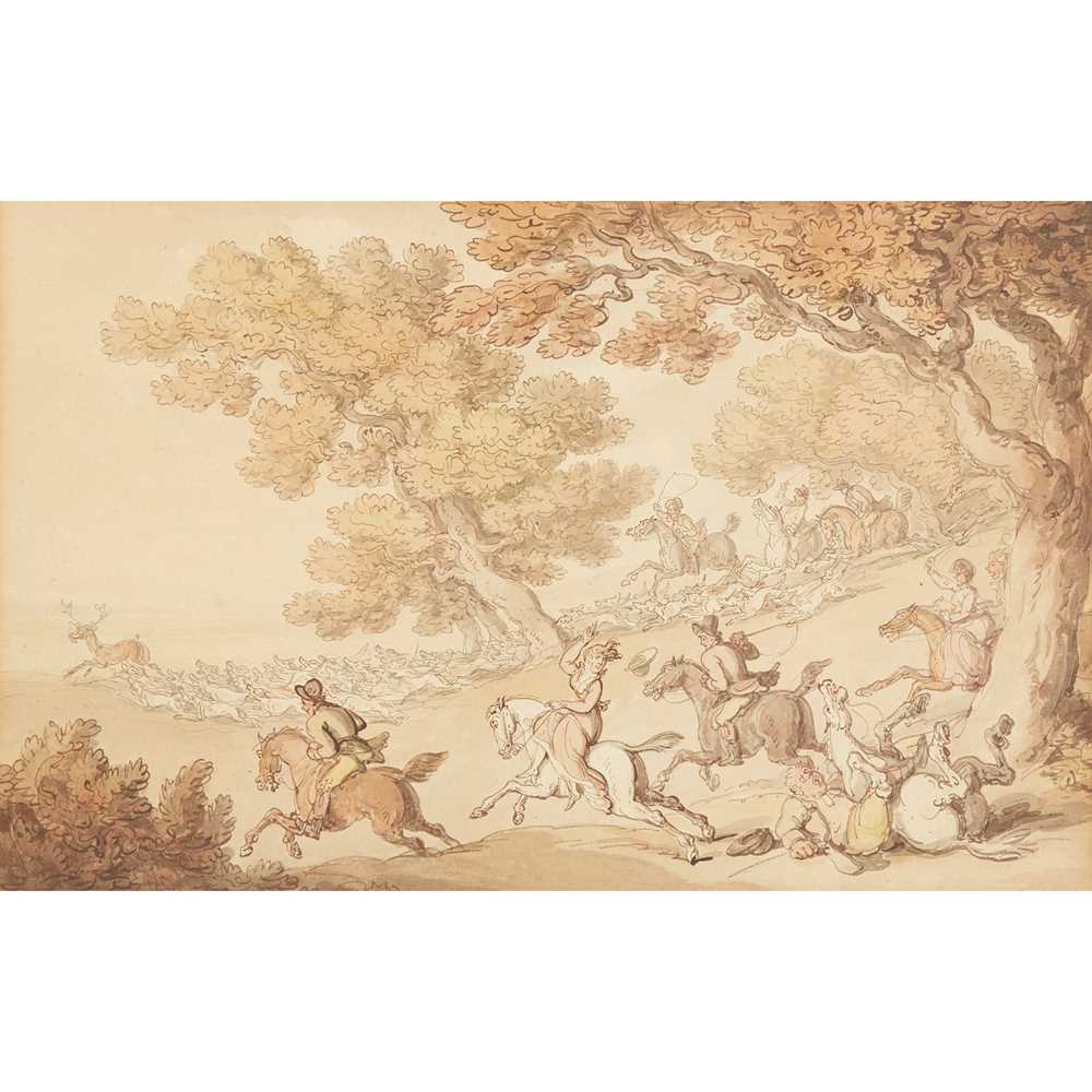 Appraisal: THOMAS ROWLANDSON BRITISH - STAG HUNTING WITH ONE OF THE