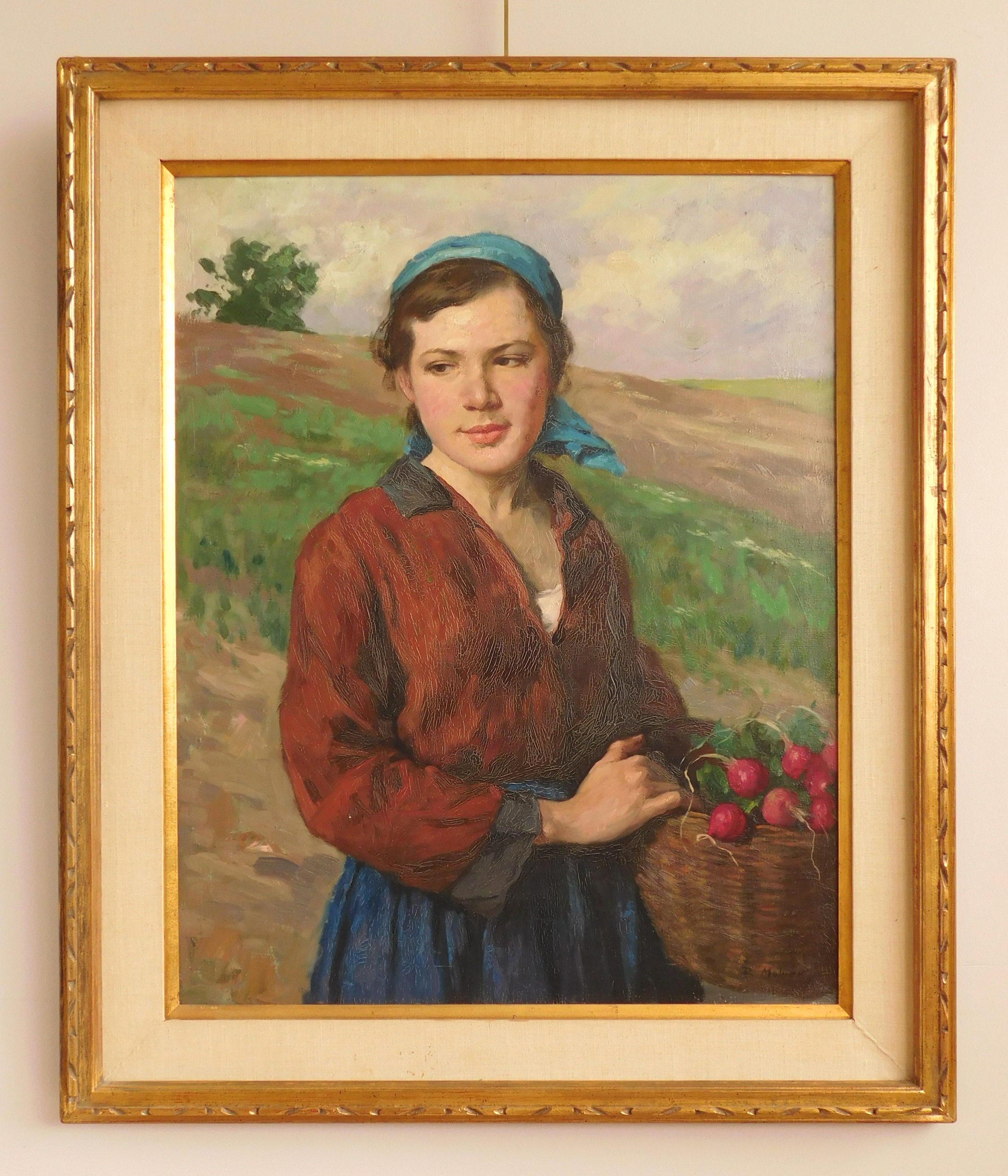 Appraisal: Lajos Rezes Molnar Hungarian - Girl with Basket of Radishes-