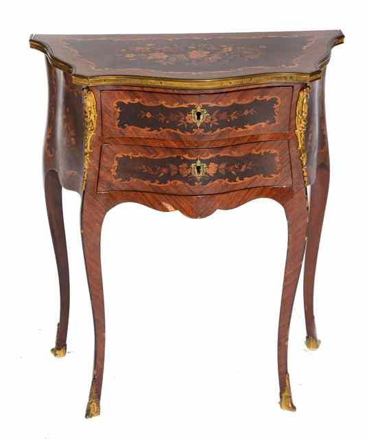 Appraisal: A LATE TH CENTURY FRENCH MARQUETRY INLAID PETIT COMMODE with