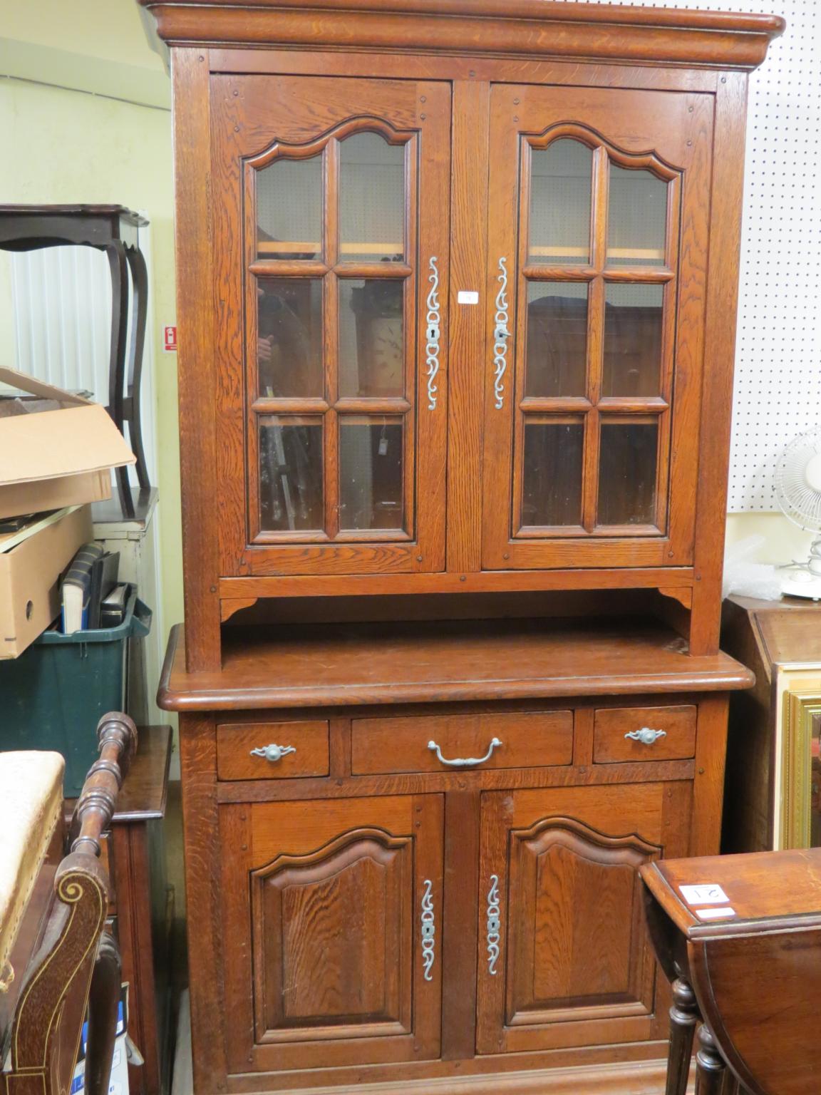 Appraisal: A French-Belgian solid medium oak dresser upper stage with two