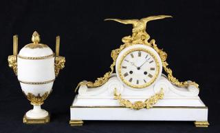 Appraisal: lot of French Napoleon III ormolu mounted figural mantle clock