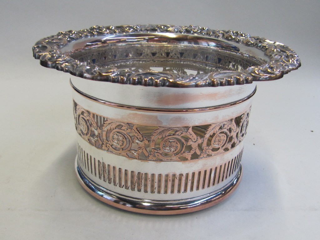 Appraisal: Silver plated wine coaster