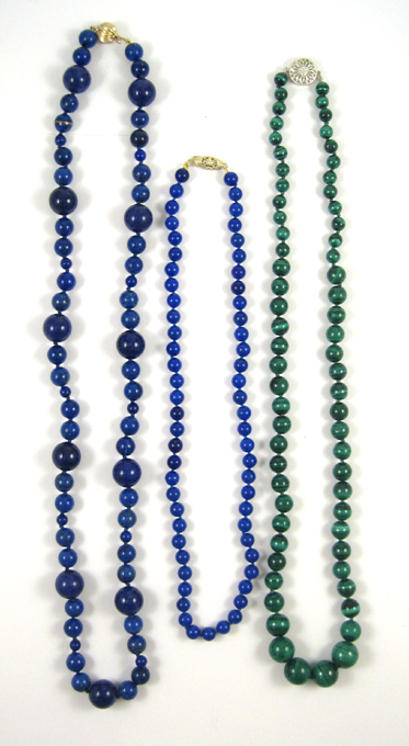 Appraisal: COLLECTION OF THREE BEAD NECKLACES including a - inch necklace