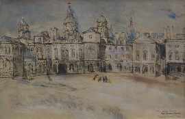 Appraisal: Donald Friend - The Horse Guards ink and pastel signed