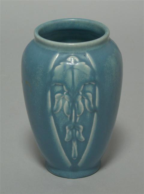 Appraisal: ROOKWOOD MATTE BLUE GLAZED VASE Impressed date molded with panesl