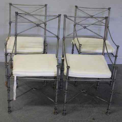 Appraisal: Set of Modern Iron Garden Chairs From a Manhattan NY