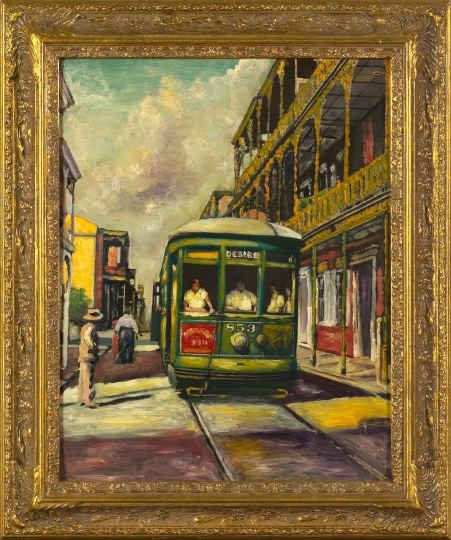 Appraisal: New Orleans School th Century The Desire Streetcar oil on