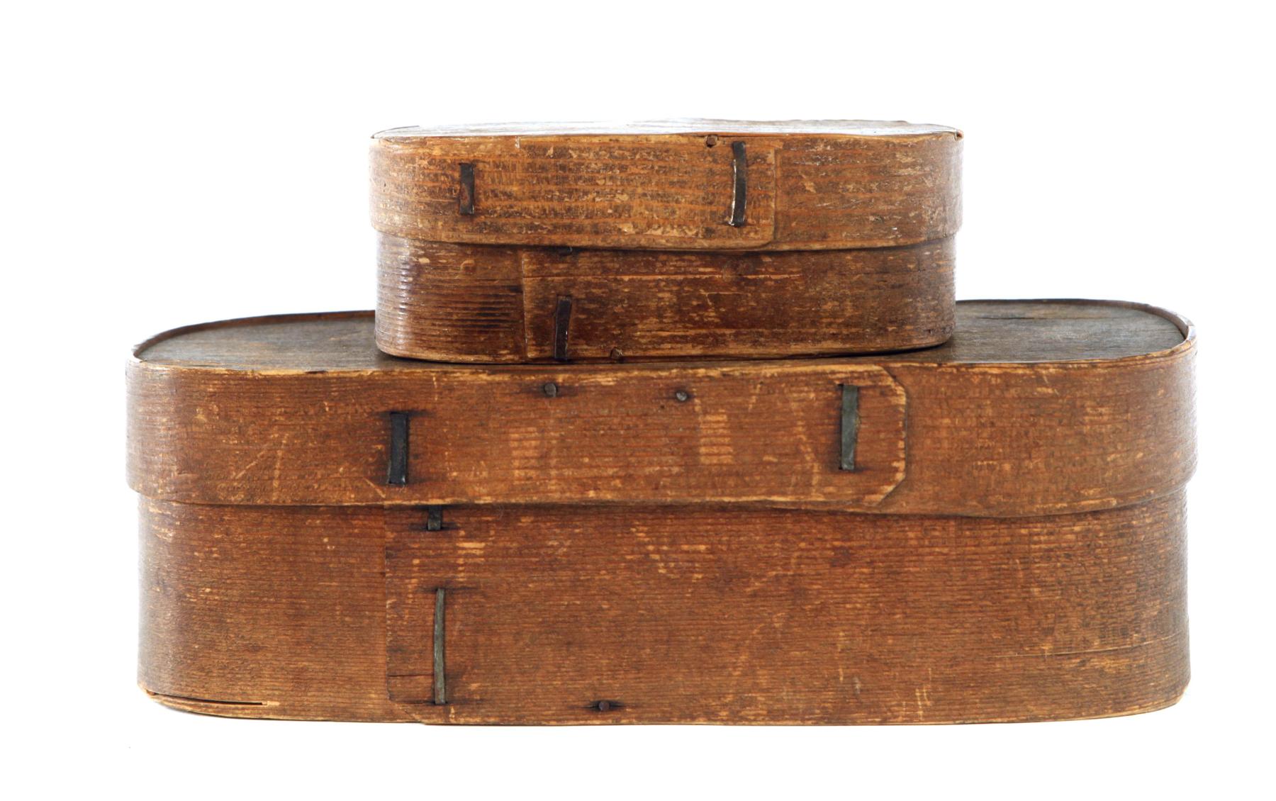 Appraisal: TWO BENT WOOD BOXES American late th century Two ovoid