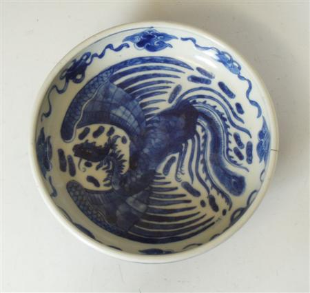 Appraisal: A Chinese blue painted footed bowl of circular form on